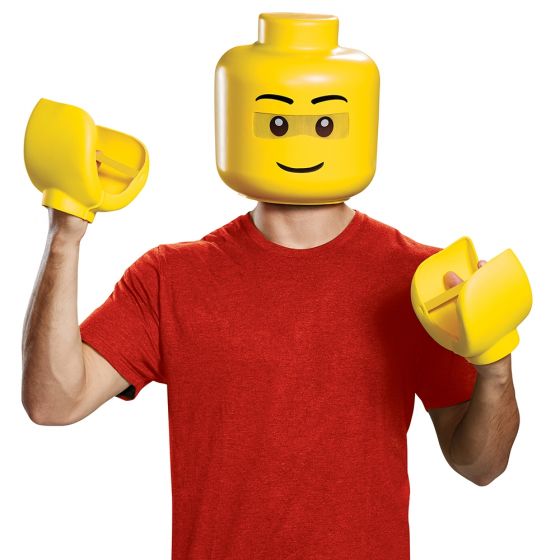 Adults Iconic Lego Mask & Hands Costume Kit