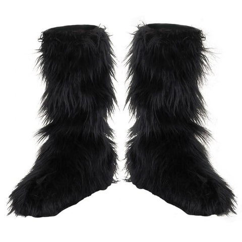 Kids Black Furry Boot Covers