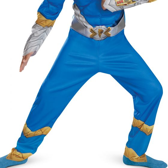 Disfraz clásico musculoso de Power Rangers Cosmic Fury Blue Ranger para niño