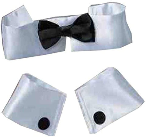 Black and White Bow Tie Collar and Cuff Set Costume Accessory - HalloweenCostumes4U.com - Costume Props & Accessories