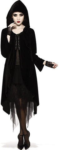 Womens Black Lace Up Hooded Costume Robe - HalloweenCostumes4U.com - Adult Costumes