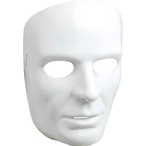 Male White Full Face Costume Mask - HalloweenCostumes4U.com - Costume Props & Accessories