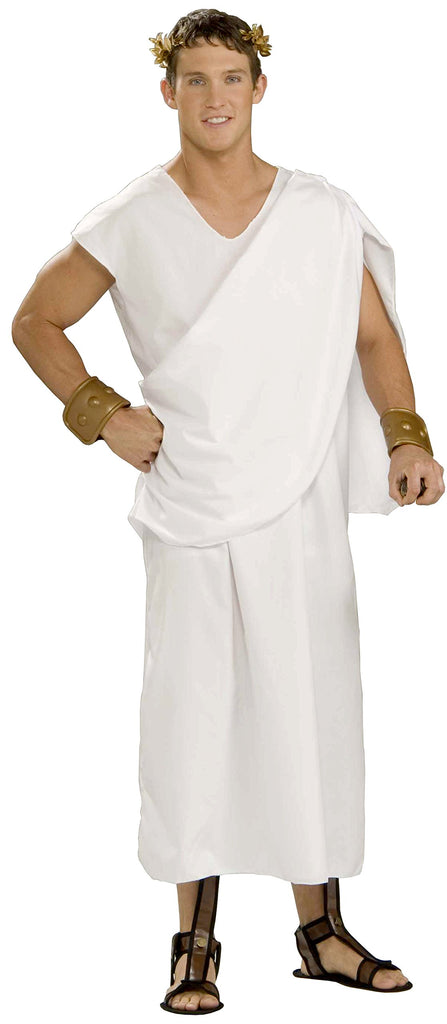 Mens Plus Size White Roman Greek Toga Costume - HalloweenCostumes4U.com - Adult Costumes