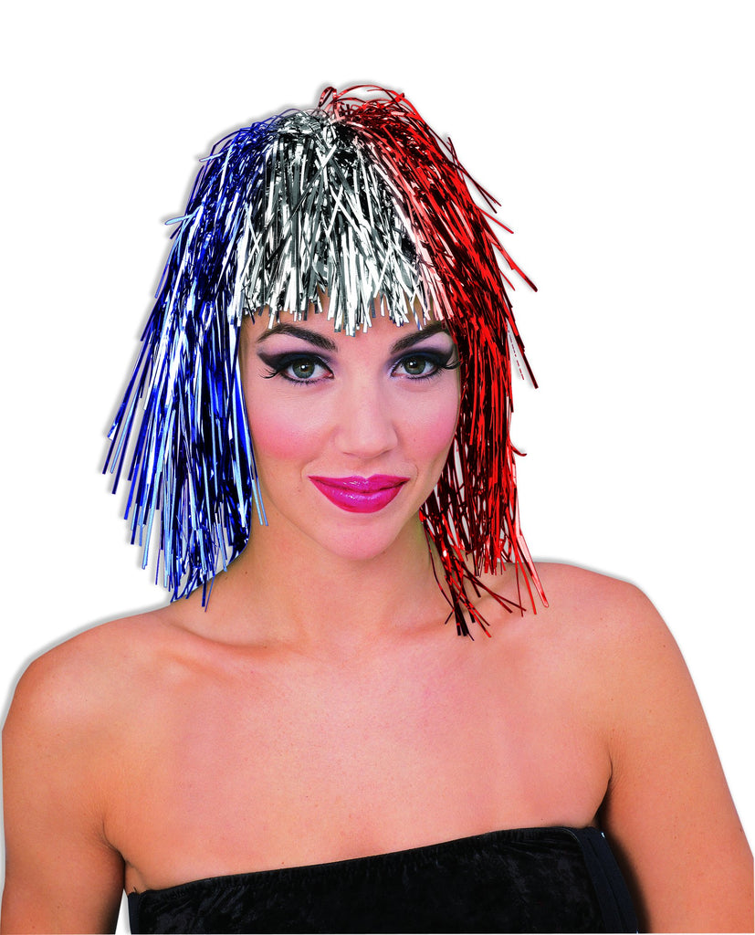 Patriotic Tinsel Costume Wig - HalloweenCostumes4U.com - Costume Props & Accessories