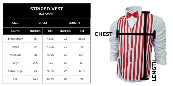 Chaleco de rayas rojas y blancas para adultos