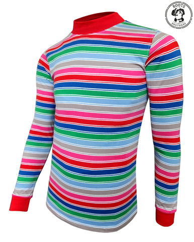 mens rainbow striped longsleeve crewneck t-shirt for Chucky cosplay