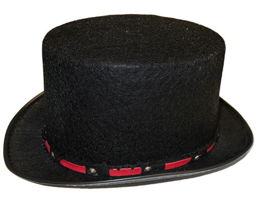 Black Top Hat w/ Red Trim - HalloweenCostumes4U.com - Costume Props & Accessories