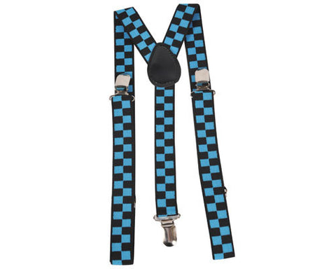 Blue Checkerboard Suspenders - HalloweenCostumes4U.com - Costume Props & Accessories