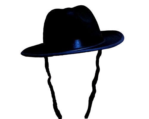 Black Fedora With Side Locks - HalloweenCostumes4U.com - Costume Props & Accessories