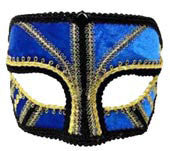 Masquerade Mask Blue and Gold - HalloweenCostumes4U.com - Costume Props & Accessories