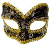 Masquerade Mask Black with Gold - HalloweenCostumes4U.com - Costume Props & Accessories