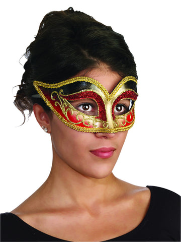 Venetian Masquerade Mask Gold/Red - HalloweenCostumes4U.com - Costume Props & Accessories