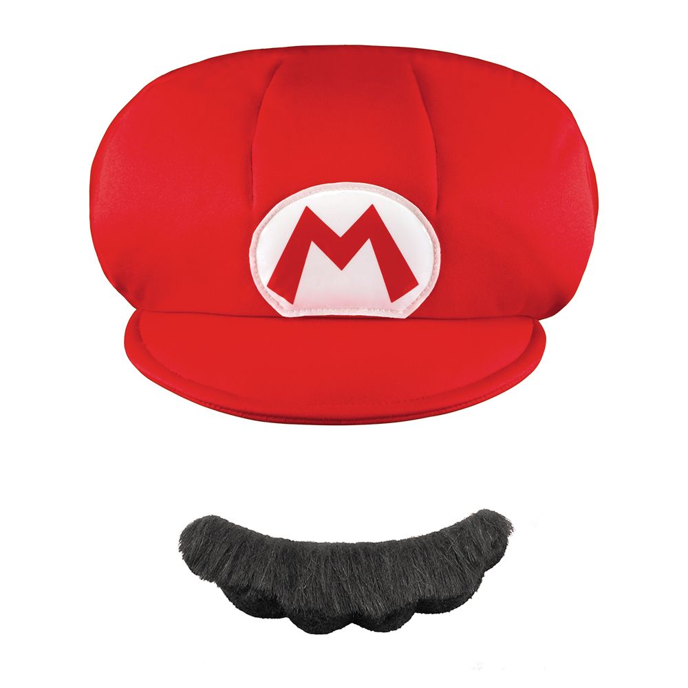 Kids Nintendo Mario Hat & Mustache Costume Accessories - HalloweenCostumes4U.com - Costume Props & Accessories